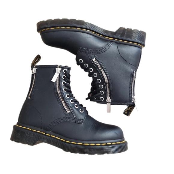 DR.MARTENS ZIP NAPPA 1460 BLACK Combat Moto boots, US Mens 4,US Women's 5 - Picture 3 of 12